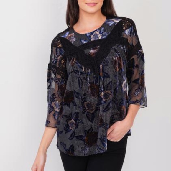 Anthropologie Daniel Rainn Burnout Velvet Blouse - Picture 5 of 8